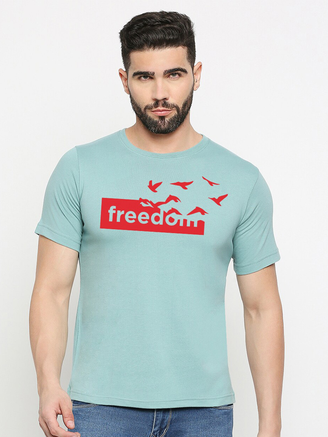 

MOD ECRU Unisex Typography Printed Cotton T-shirt, Green