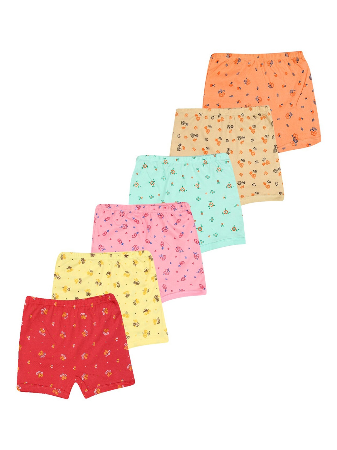 

YELLOWDELIGHT Girls Pack of 6 Printed Cotton Briefs, Orange