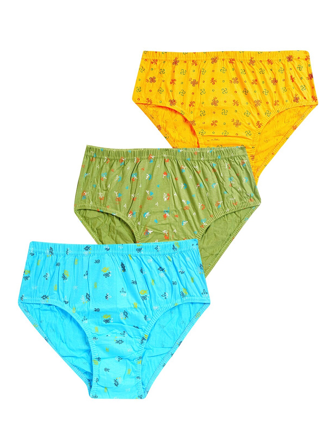 

YELLOWDELIGHT Girls Pack Of 3 Printed Cotton Hipster Briefs, Yellow