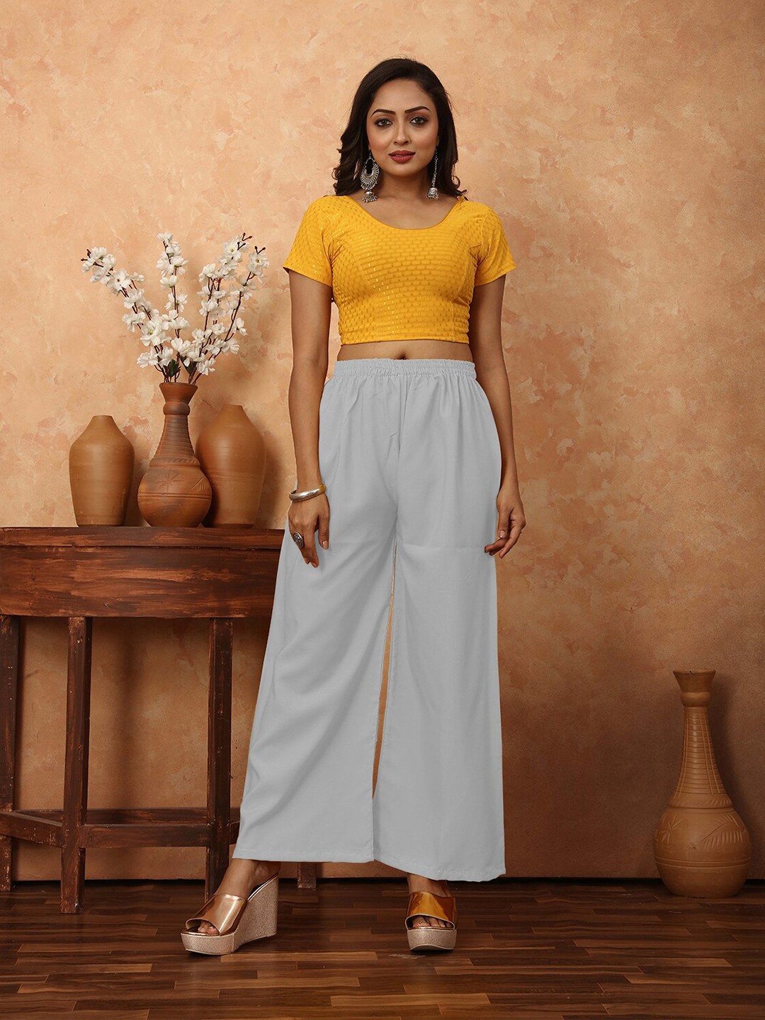 

N N ENTERPRISE Women Wide Leg Palazzos, White