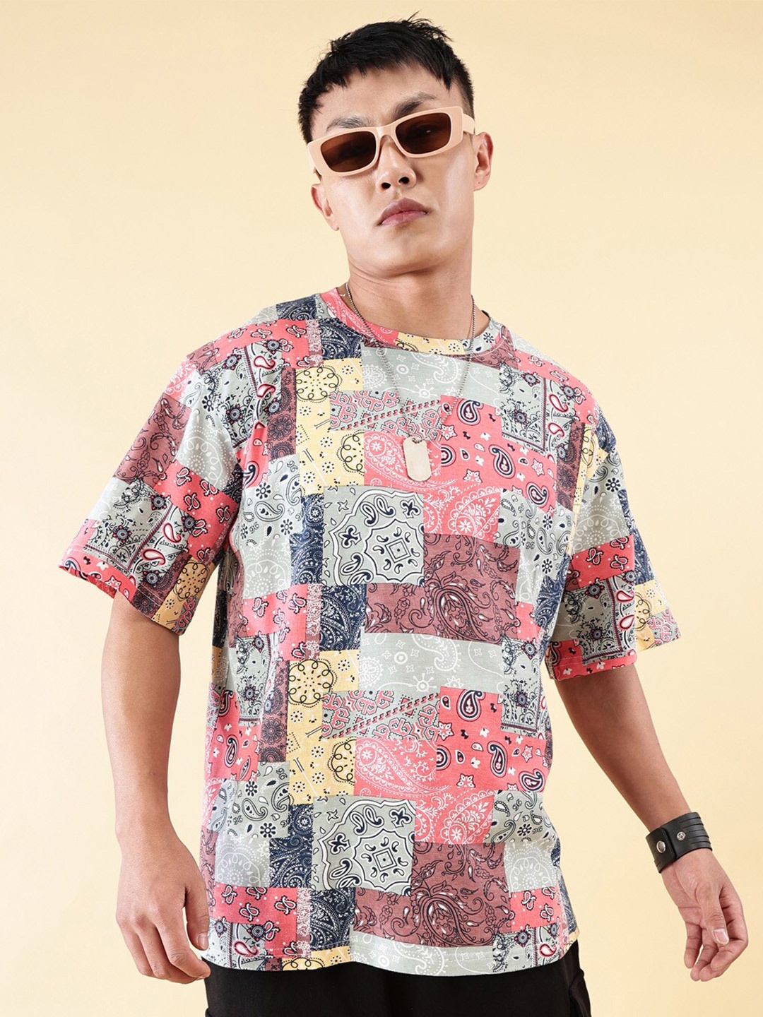 

Rodzen Floral Printed Oversized Cotton T-shirt, Pink