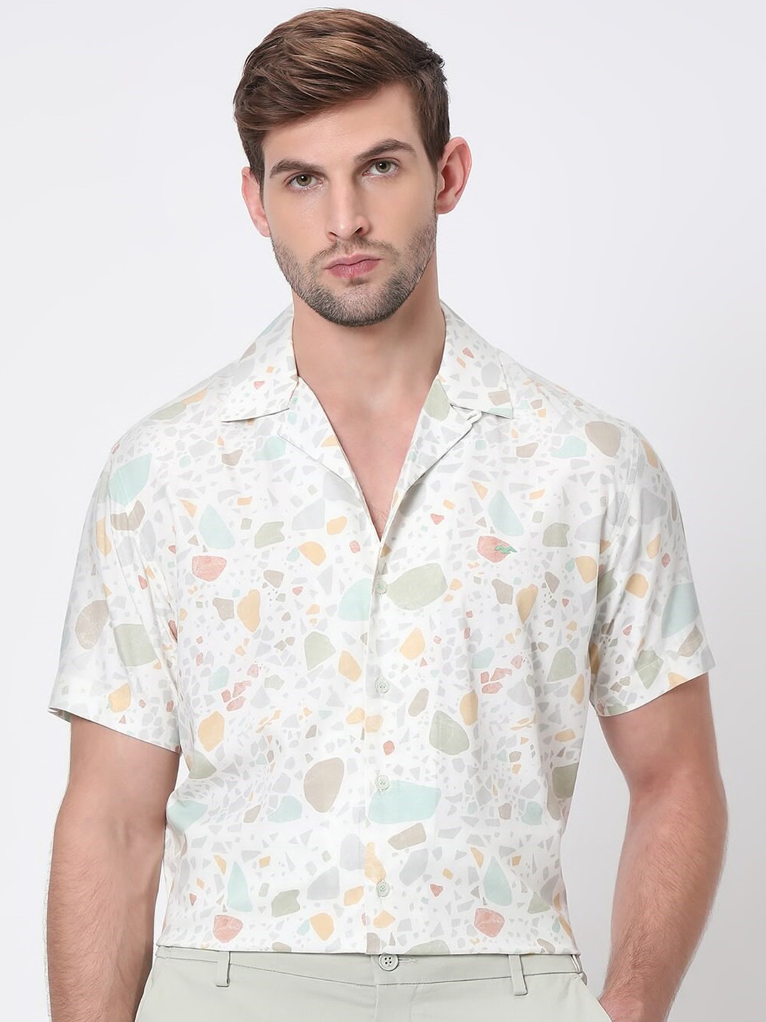

Mufti Abstract Printed Slim Fit Casual Shirt, White