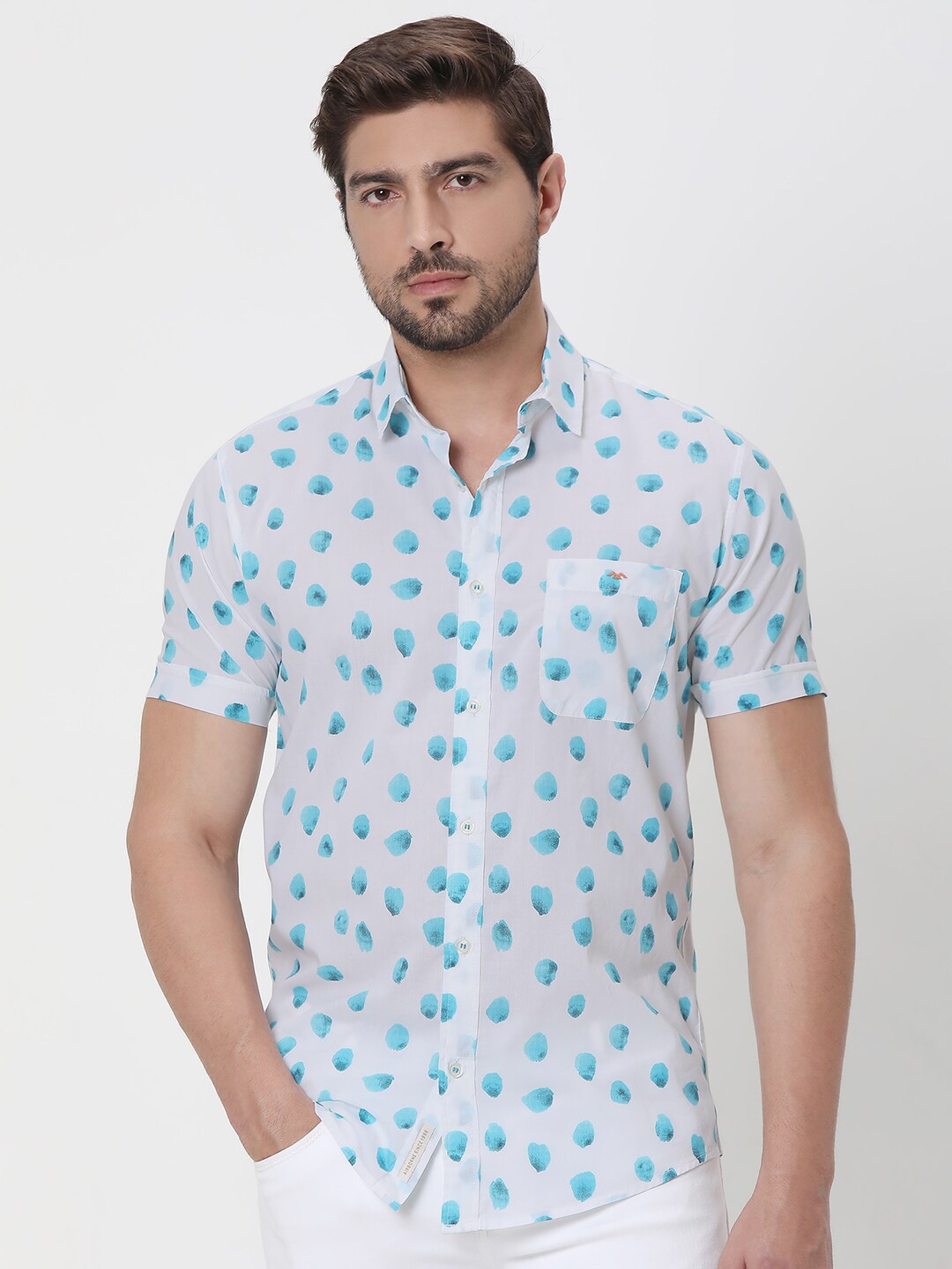 

Mufti Abstract Printed Casual Shirt, Blue