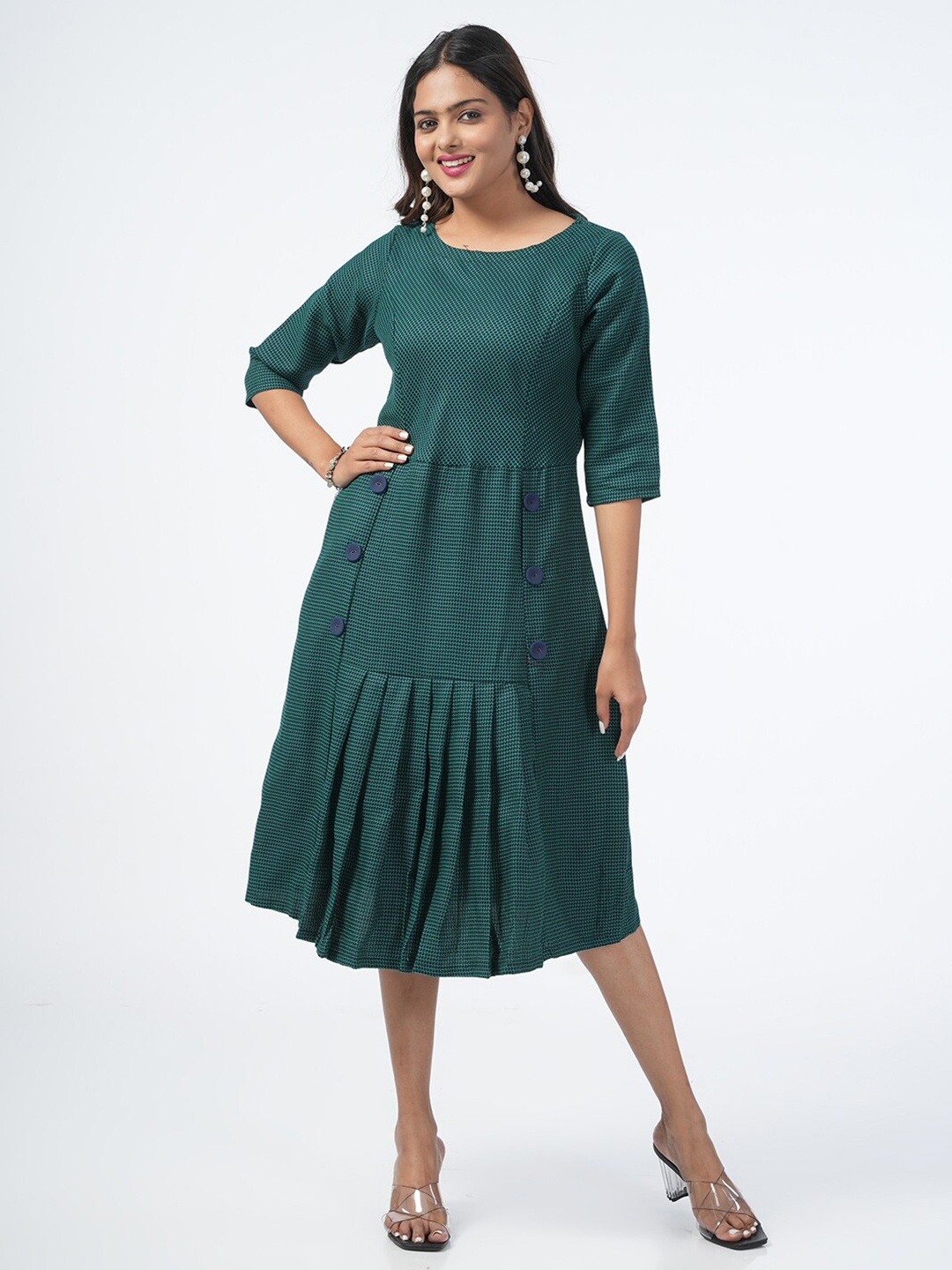 Genius18 Fit & Flare Midi Dress, Green