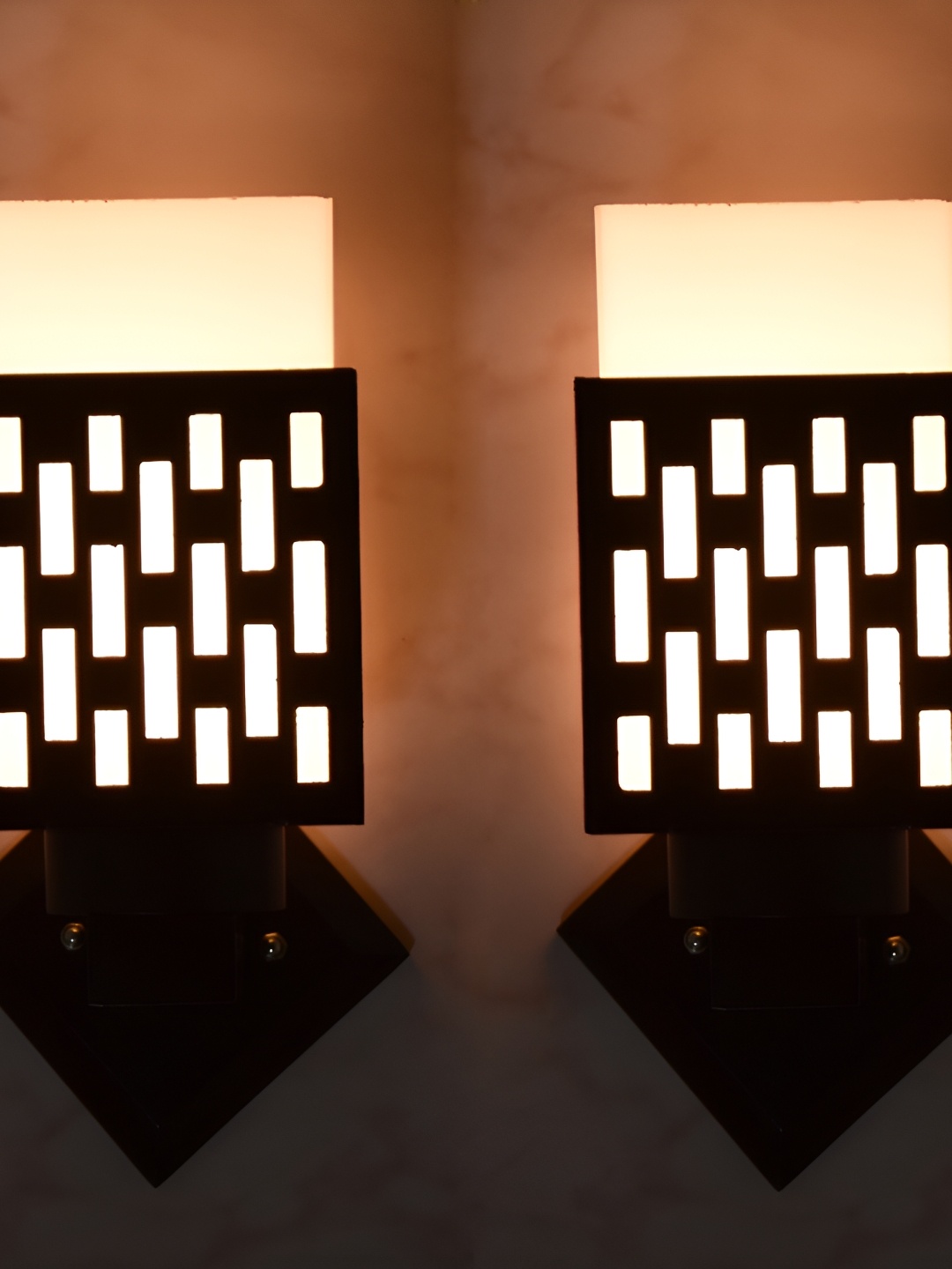 

1ST TIME White & Brown Wood Contemporary Square Shaped Wall Lamp