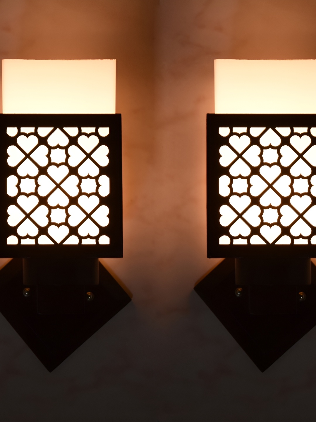 

1ST TIME White & Black Wood Traditional Square Shaped Wall Lamp