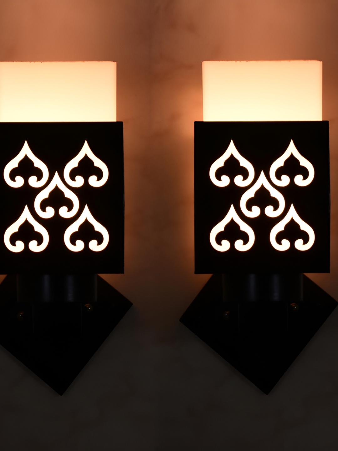 

1ST TIME Brown & White Textured Wood Traditional Square Shaped Wall Lamp