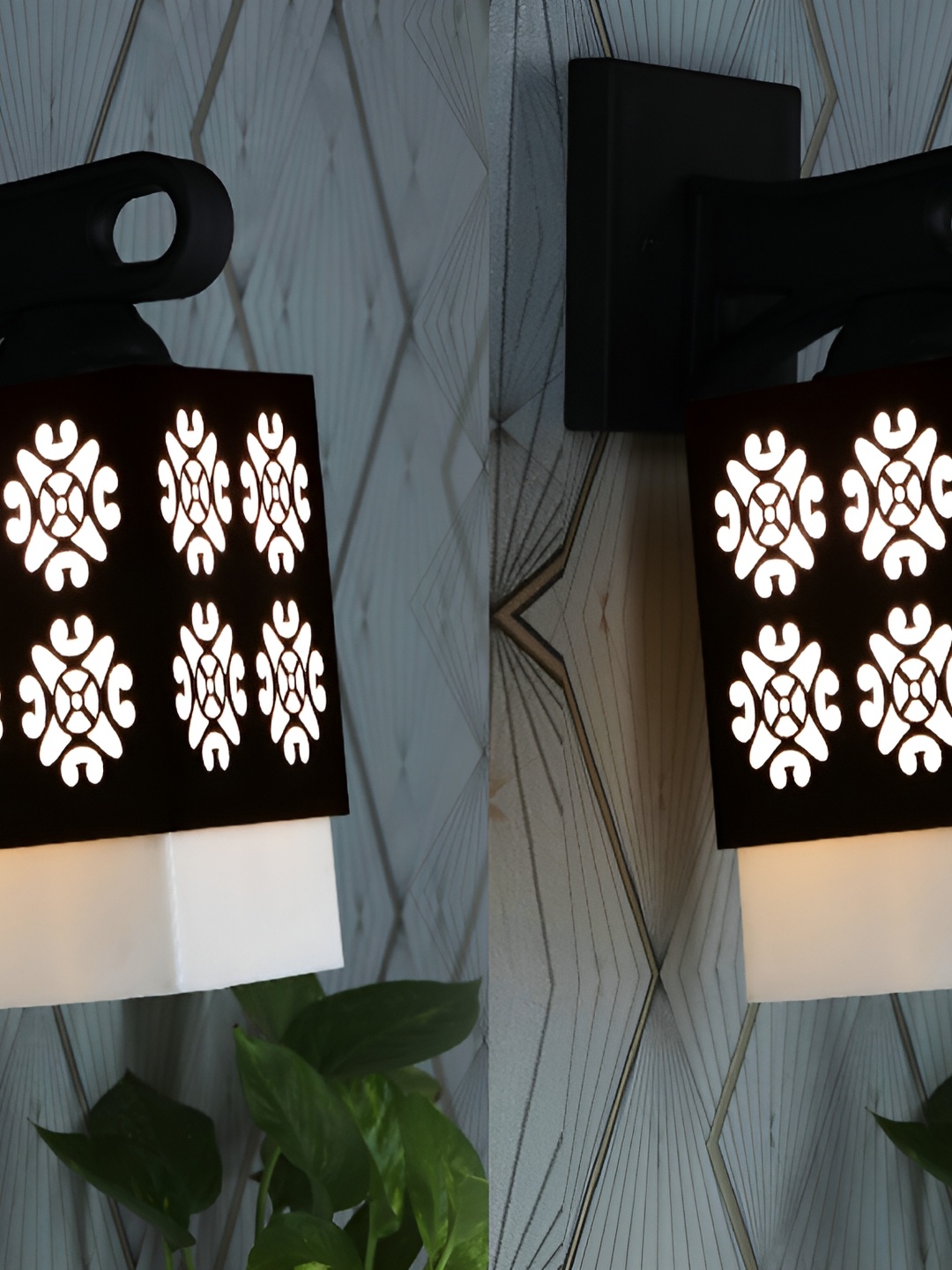

1ST TIME White Textured Wood Traditional Square Shaped Wall Lamp