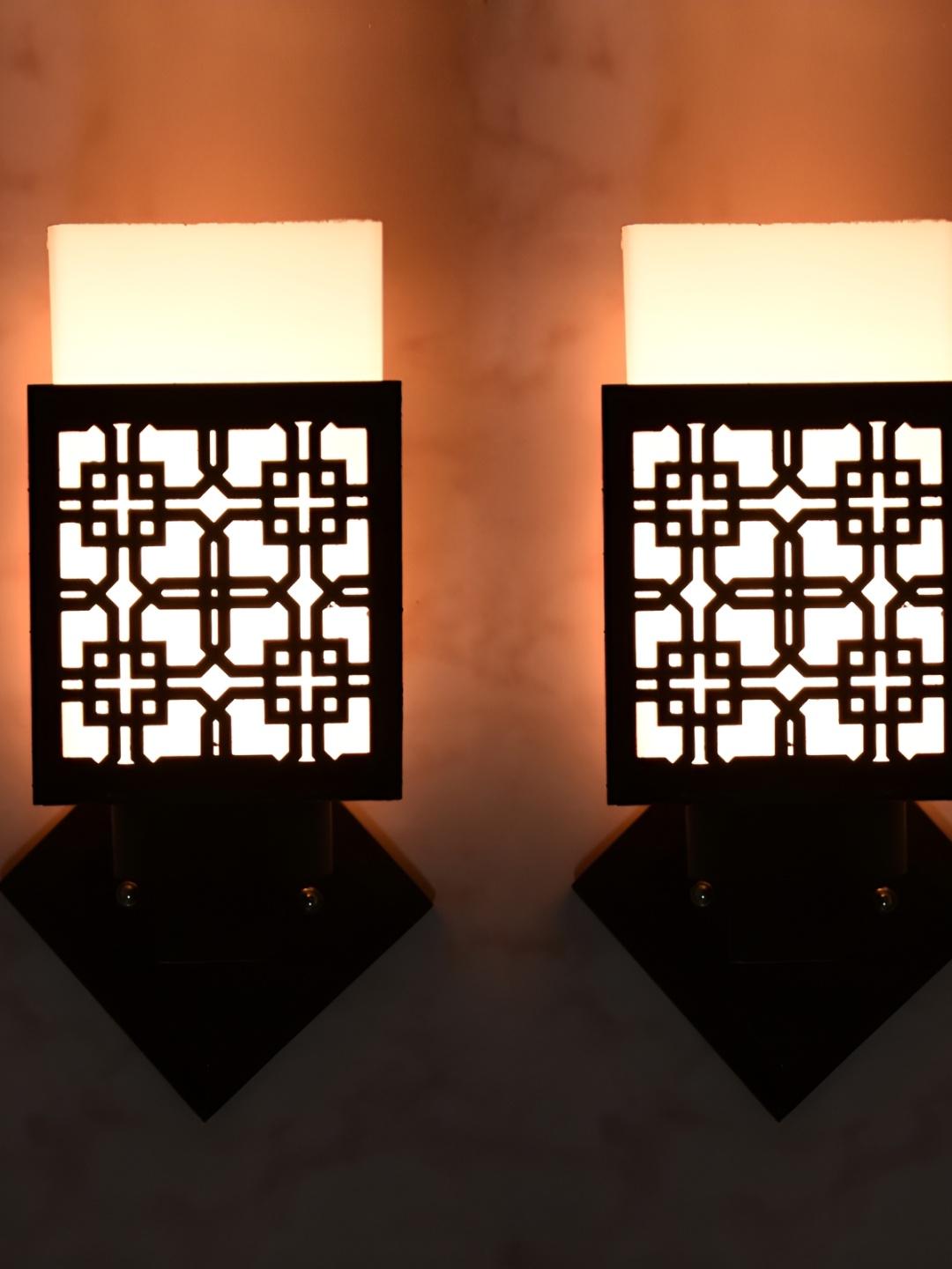 

1ST TIME White & Black Wood Traditional Square Shaped Wall Lamp