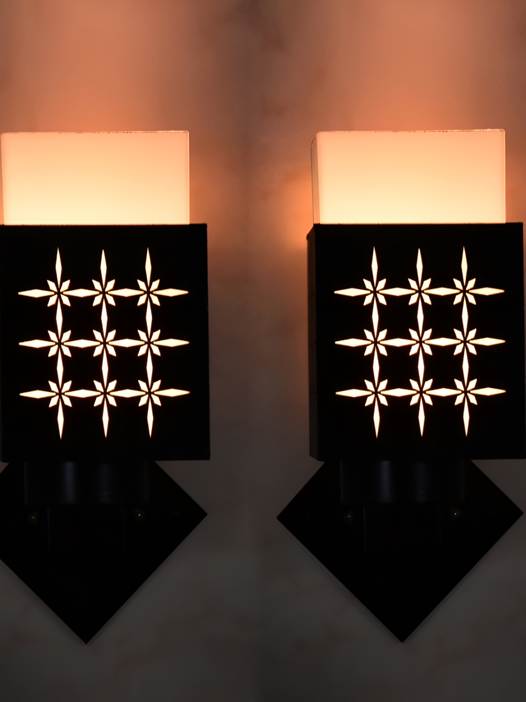 

1ST TIME White & Black Wood Traditional Square Shaped Wall Lamp