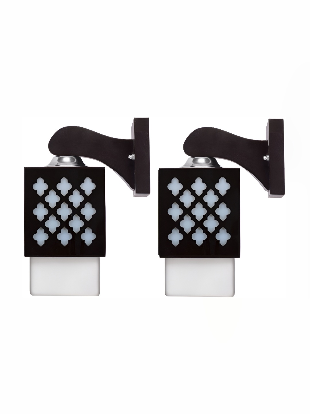 

1ST TIME White & Black Textured Wood Traditional Square Shaped Wall Lamp