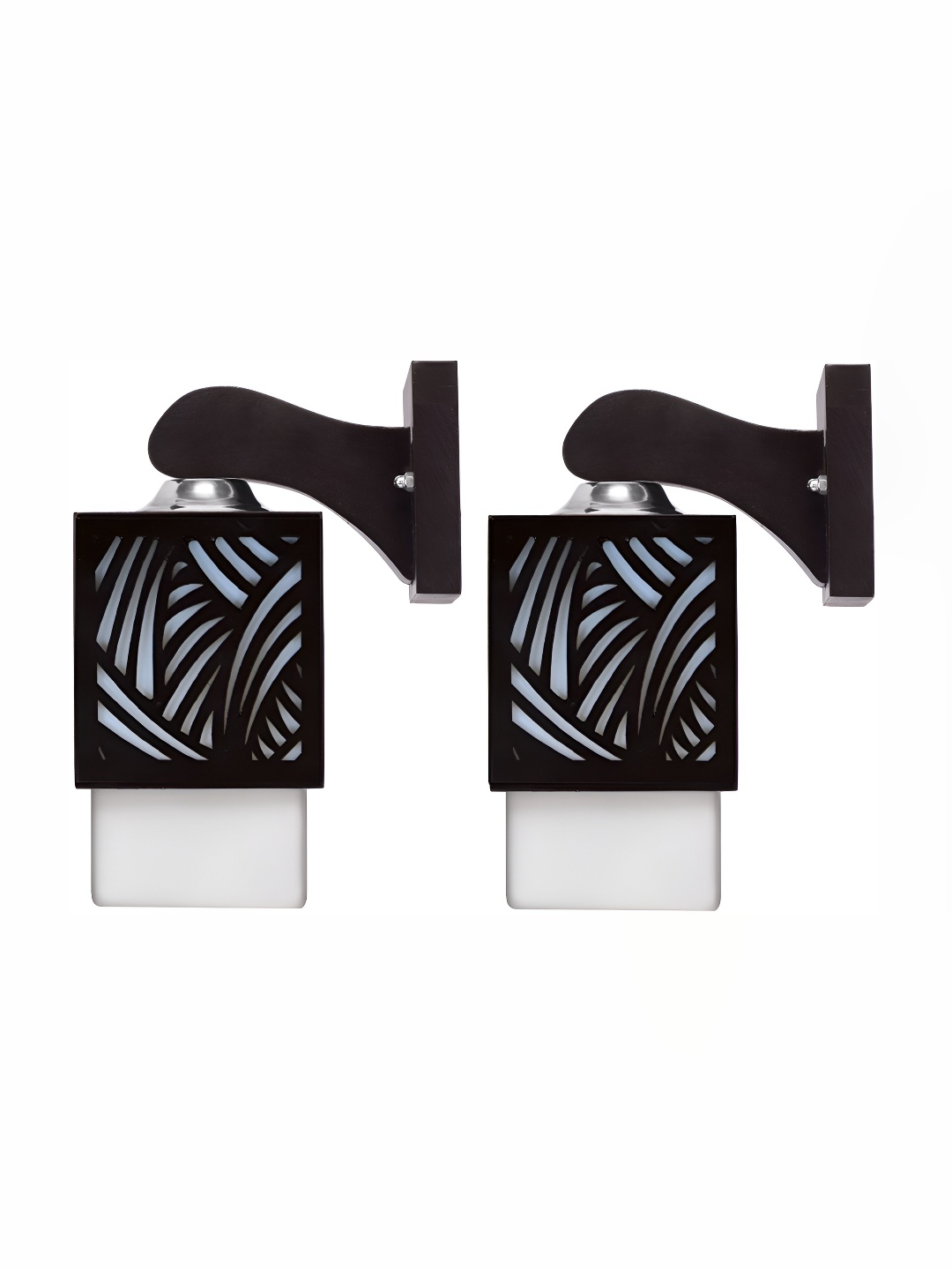 

1ST TIME White & Black 2 Pcs Textured Wood Contemporary Rectangle Shaped Wall Lamp