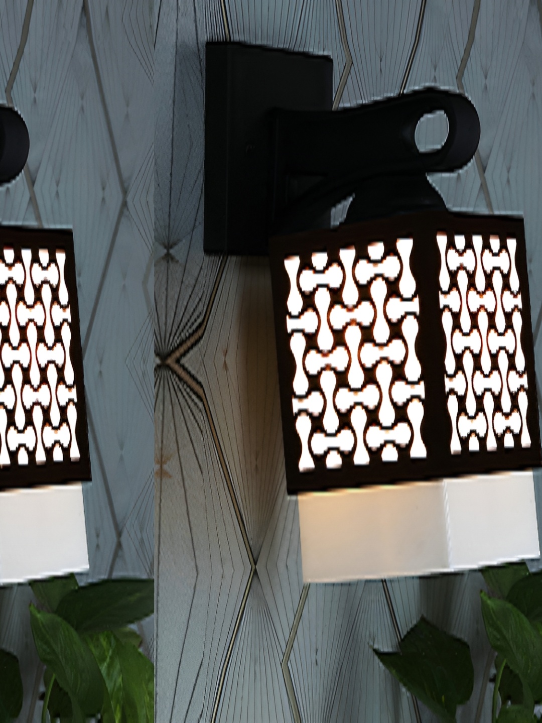 

1ST TIME White & Black Wood Traditional Square Shaped Wall Lamp