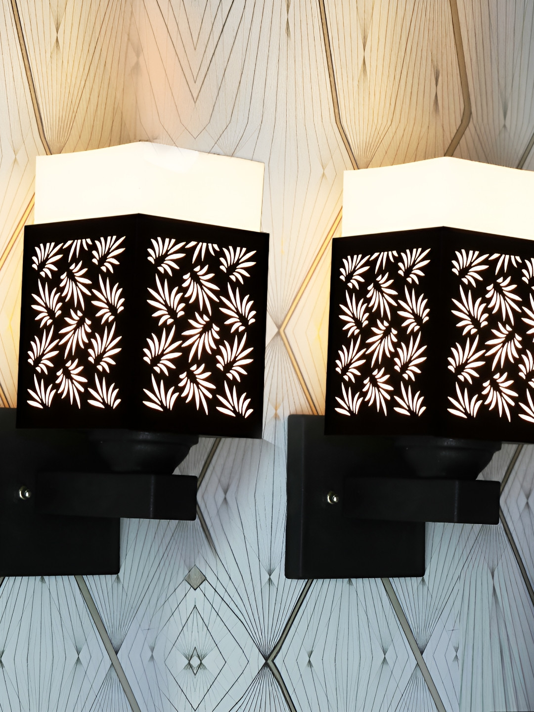 

1ST TIME White 2 Pieces Wooden Square Contemporary Wall Lamps