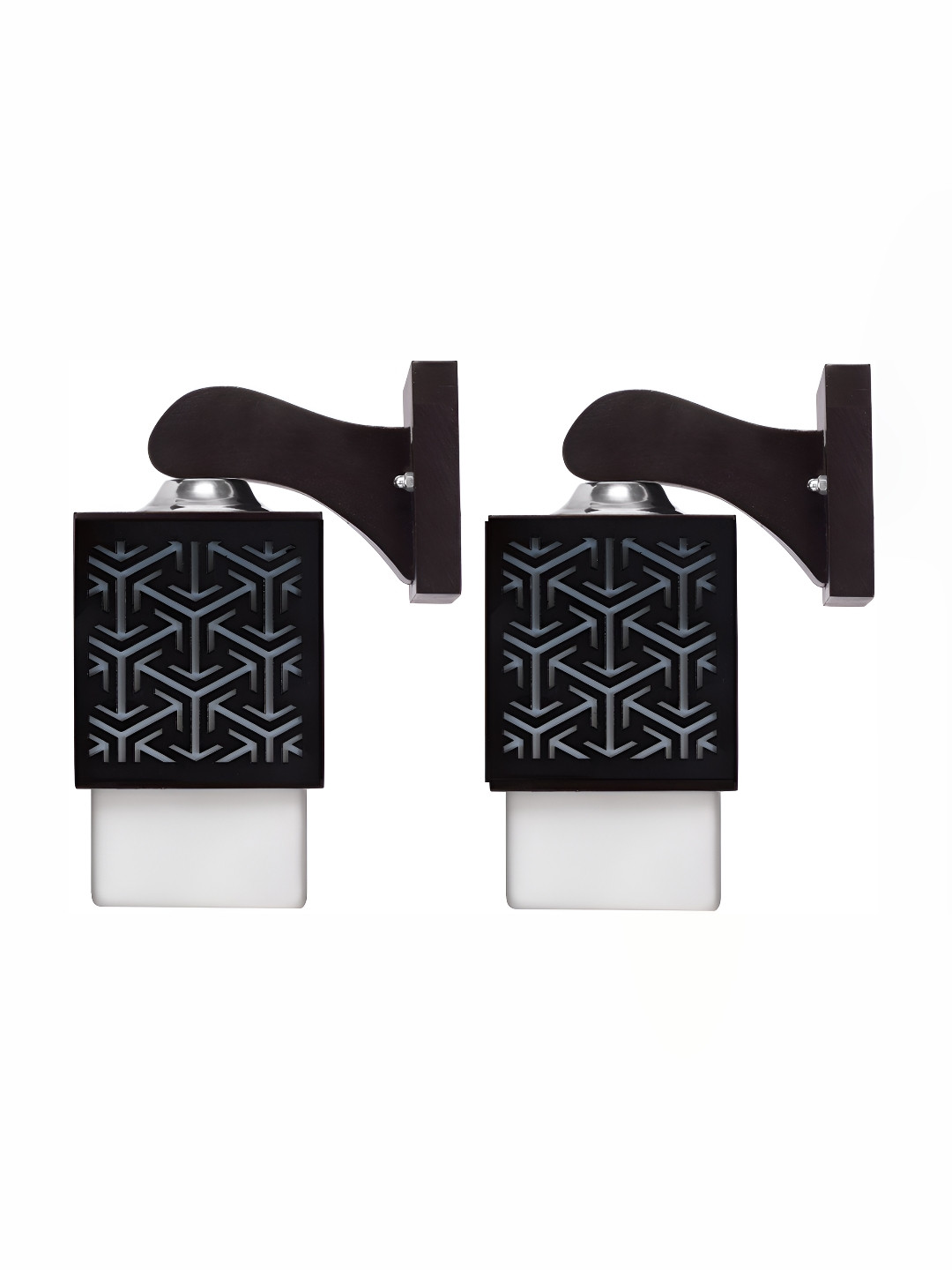 

1ST TIME White & Black 2 Pieces Textured Wooden Contemporary Wall Lamps