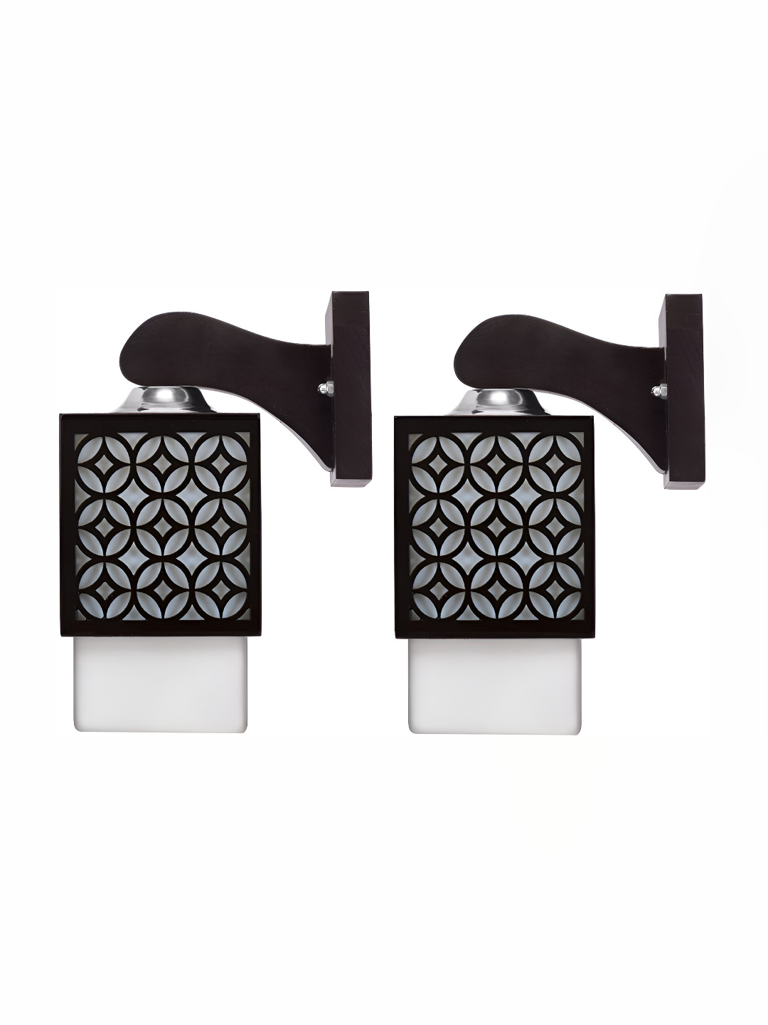 

1ST TIME White 2 Pieces Textured Wooden Contemporary Square Wall Lamps