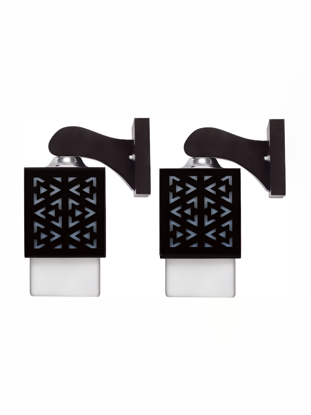 

1ST TIME White & Black 2 Pieces Textured Wooden Contemporary Wall Lamps