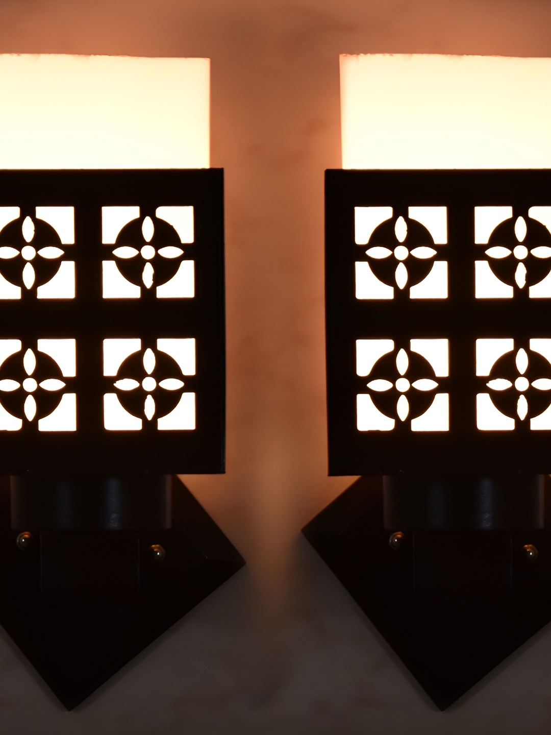 

1ST TIME White & Black 2 Pieces Textured Wood Contemporary Square Shaped Wall Lamp
