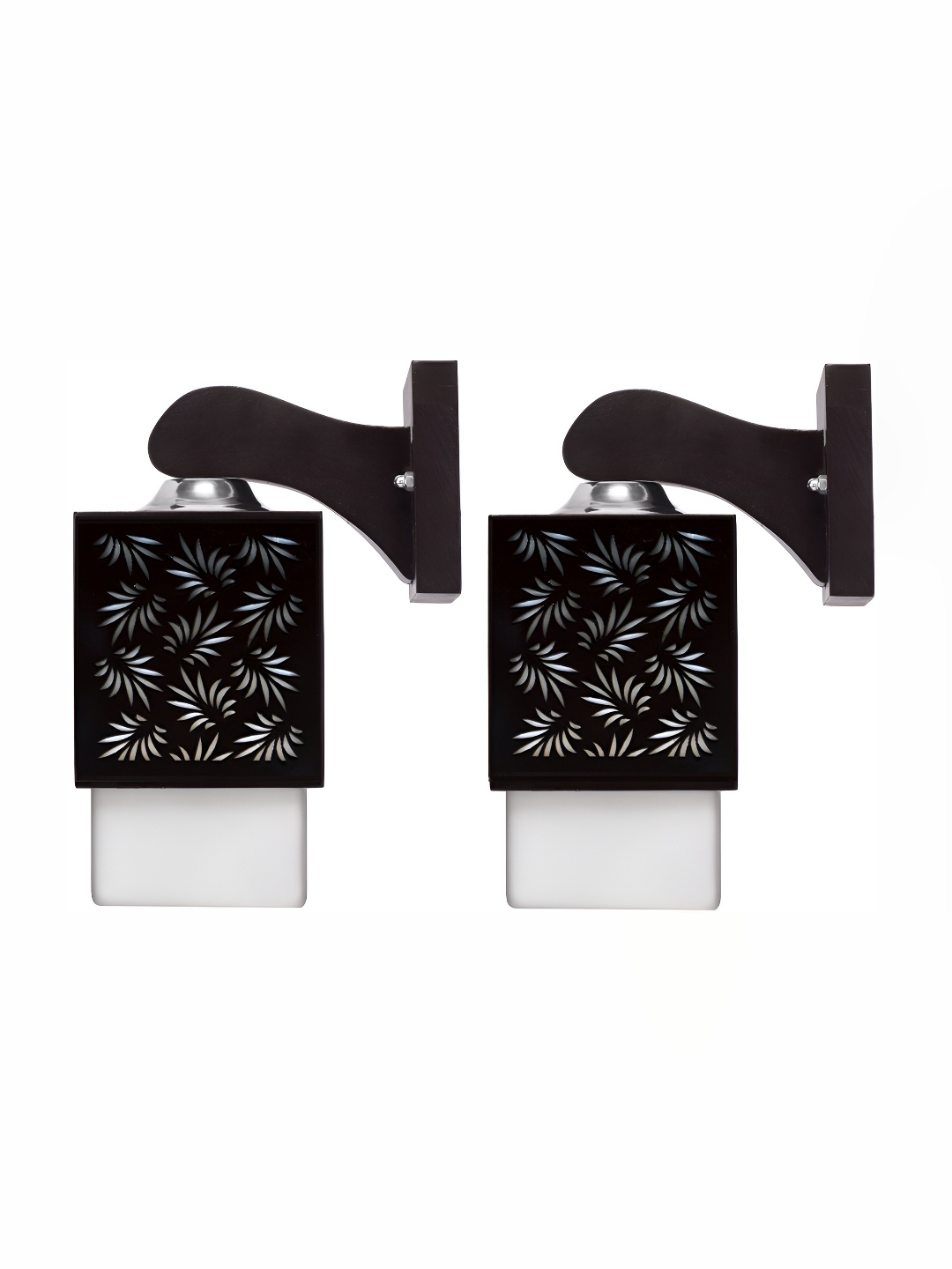 

1ST TIME White & Black 2 Pieces Textured Wooden Contemporary Wall Lamps