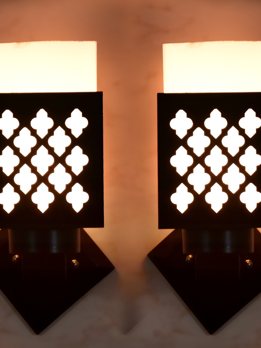 

1ST TIME White & Black 2 Pieces Textured Wooden Contemporary Wall Lamps