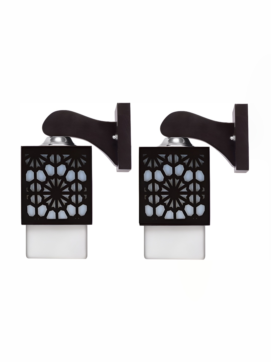 

1ST TIME White & Black 2 Pcs Textured Wood Contemporary Square Shaped Wall Lamp