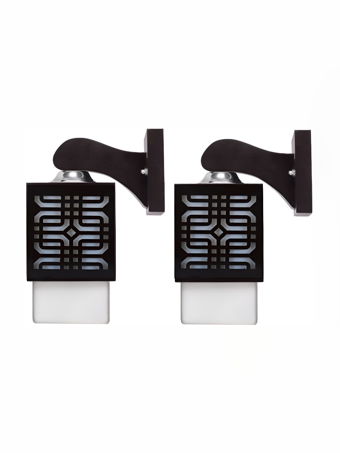 

1ST TIME White & Black 2 Pieces Textured Wood Contemporary Square Shaped Wall Lamp