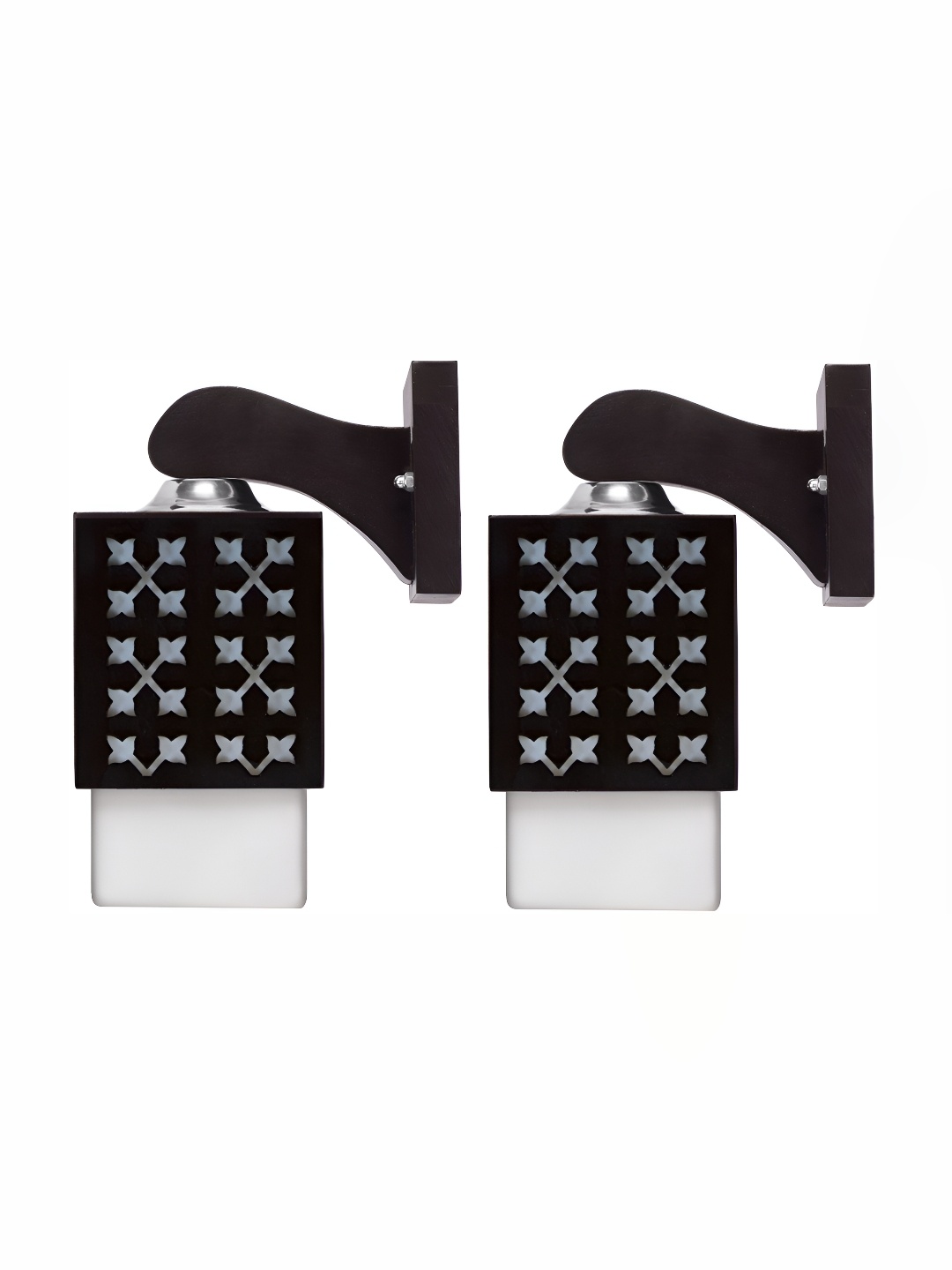 

1ST TIME White & Black 2 Pieces Textured Wood Contemporary Square Shaped Wall Lamp