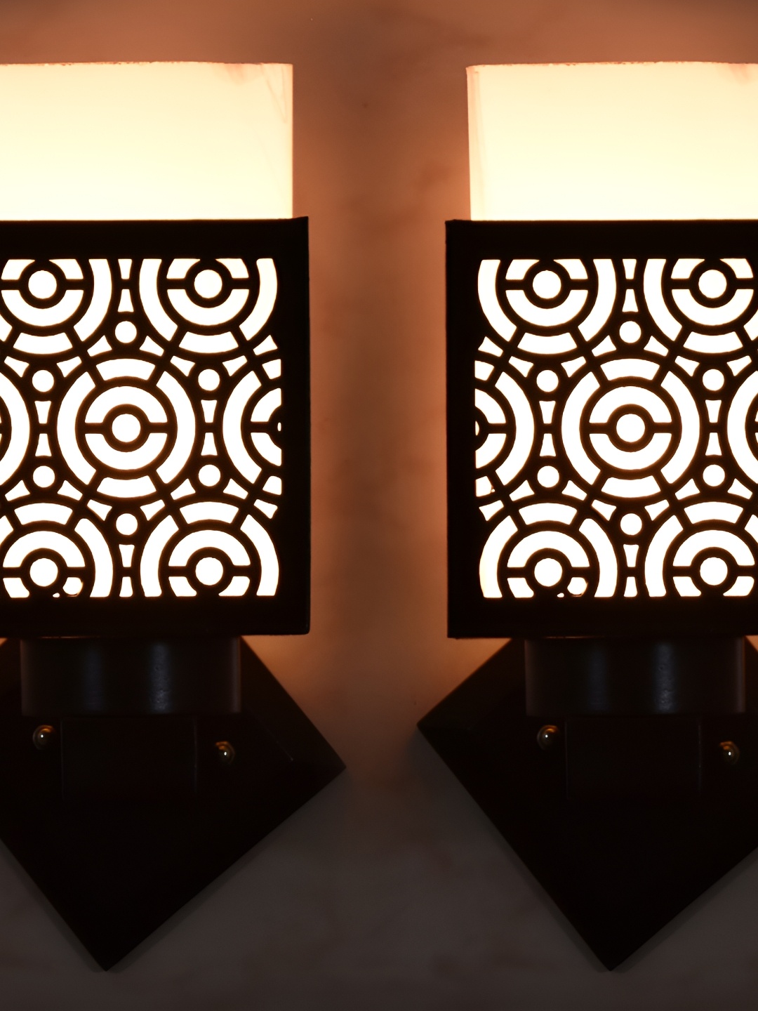 

1ST TIME White & Black 2 Pieces Textured Wooden Contemporary Wall Lamps