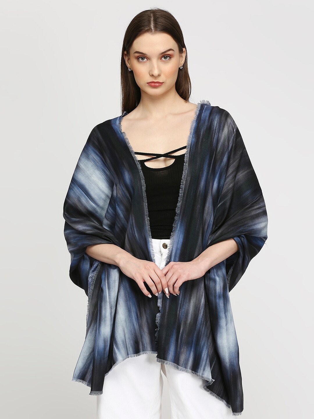 

Cloth Haus India Women Printed Scarf, Navy blue
