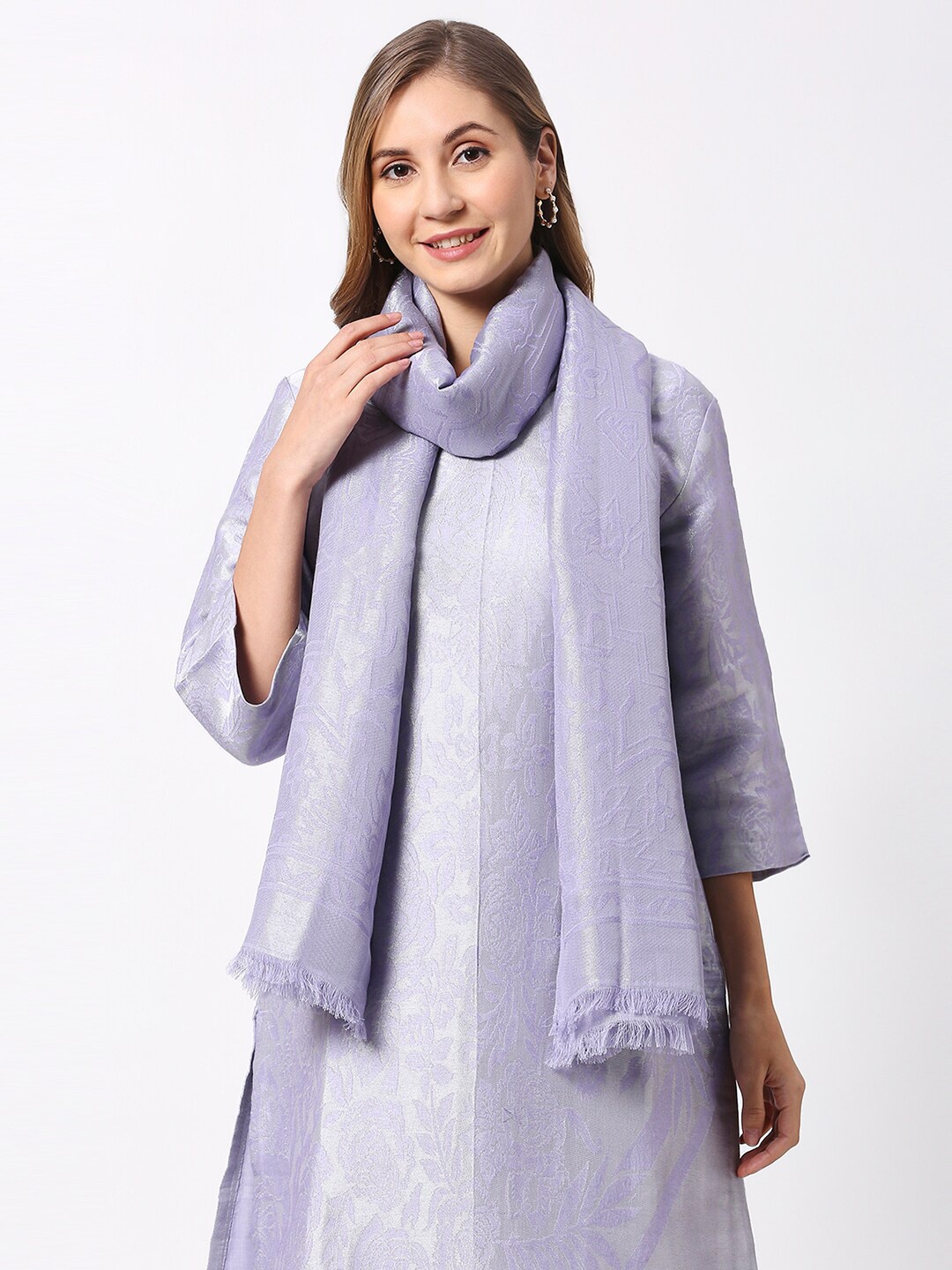 

Cloth Haus India Women Floral Self Design Scarf, Lavender