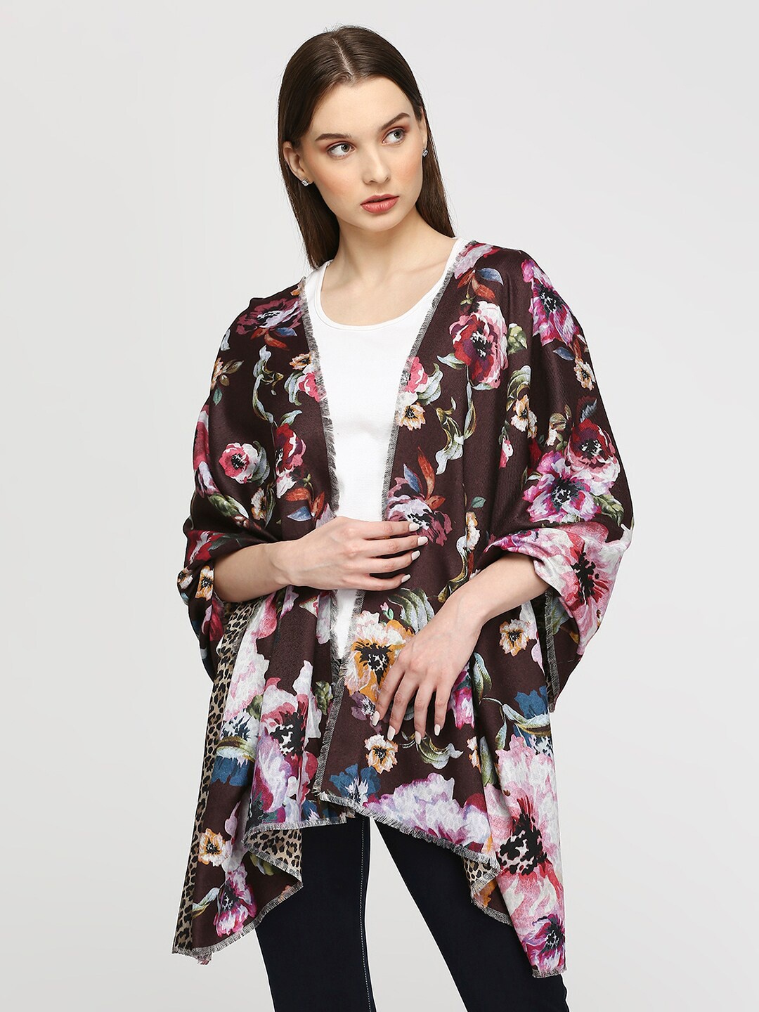 

Cloth Haus India Women Printed Scarf, Brown
