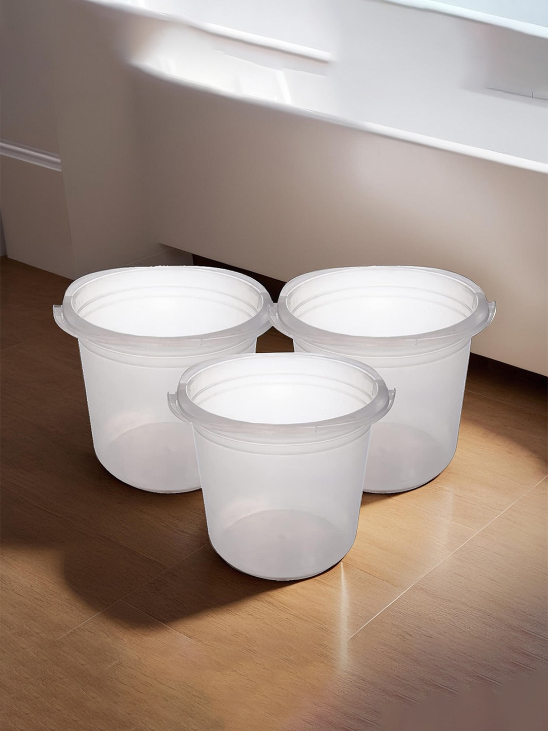 

Kuber Industries Transparent 3 Pieces Unbreakable Bucket