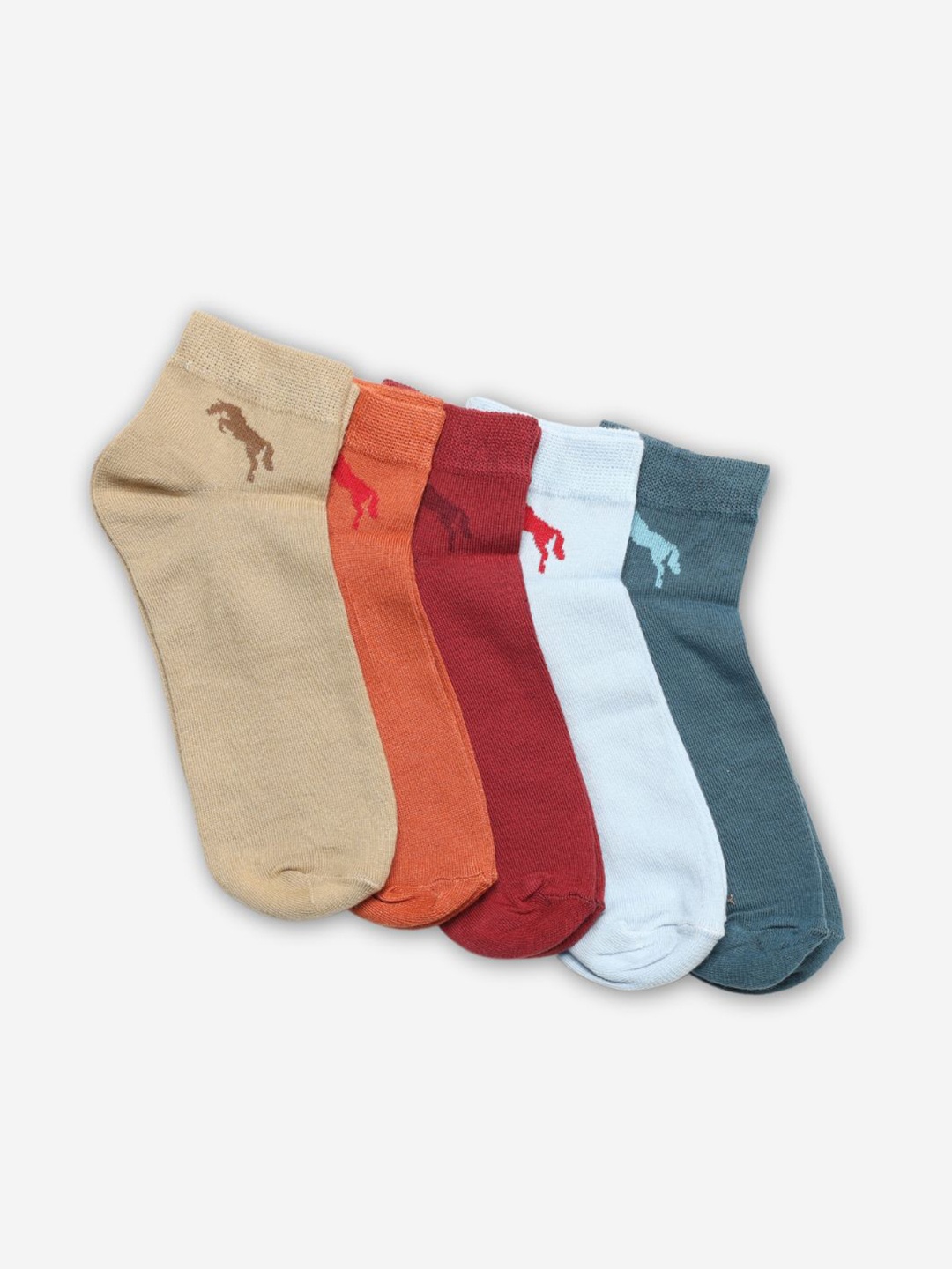 JUMP USA Women Pack Of 5 Assorted Cotton Ankle-Length Socks
