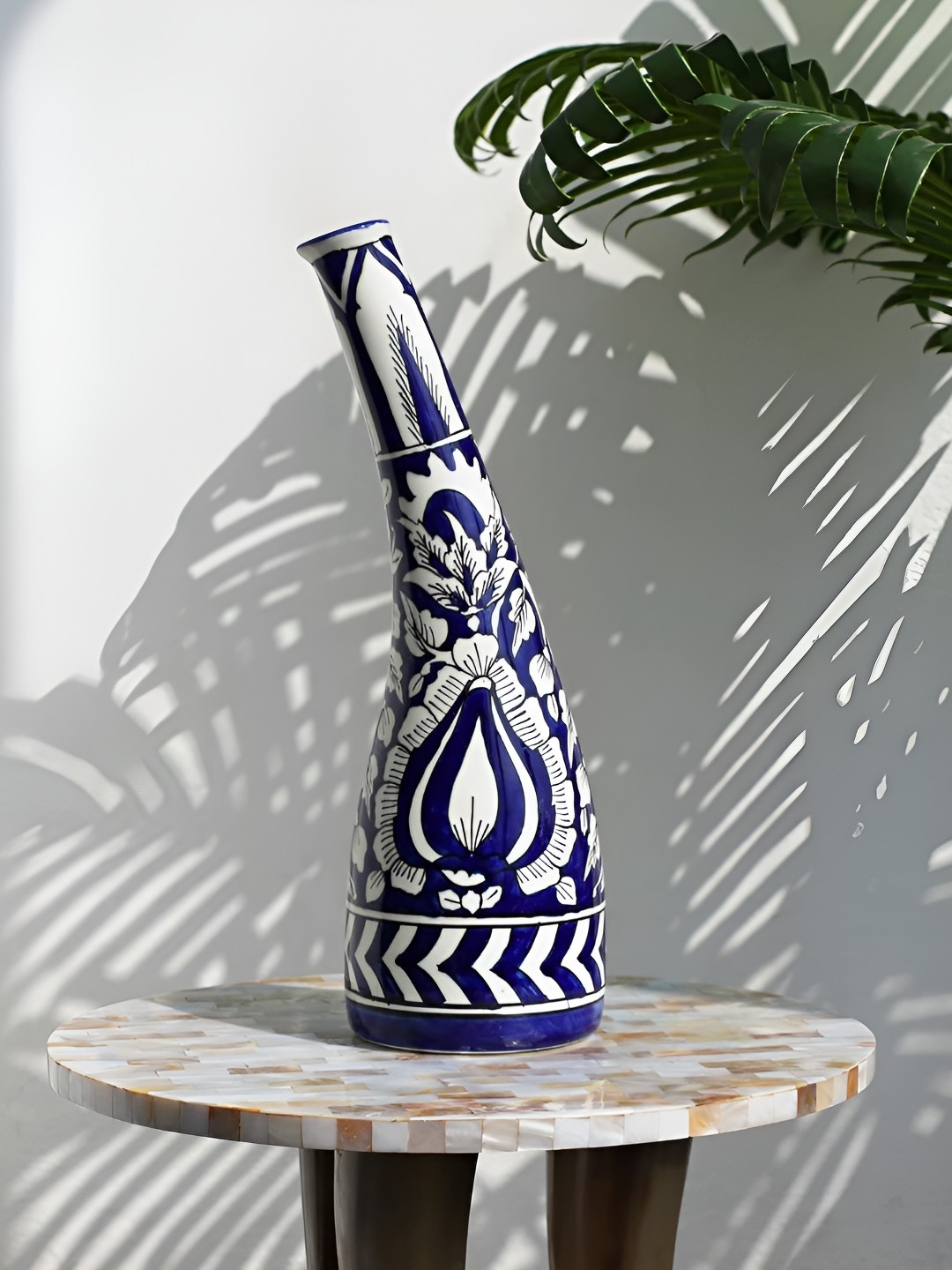 

INDIA MEETS INDIA Blue & White Floral Printed Ceramic Flower Vase