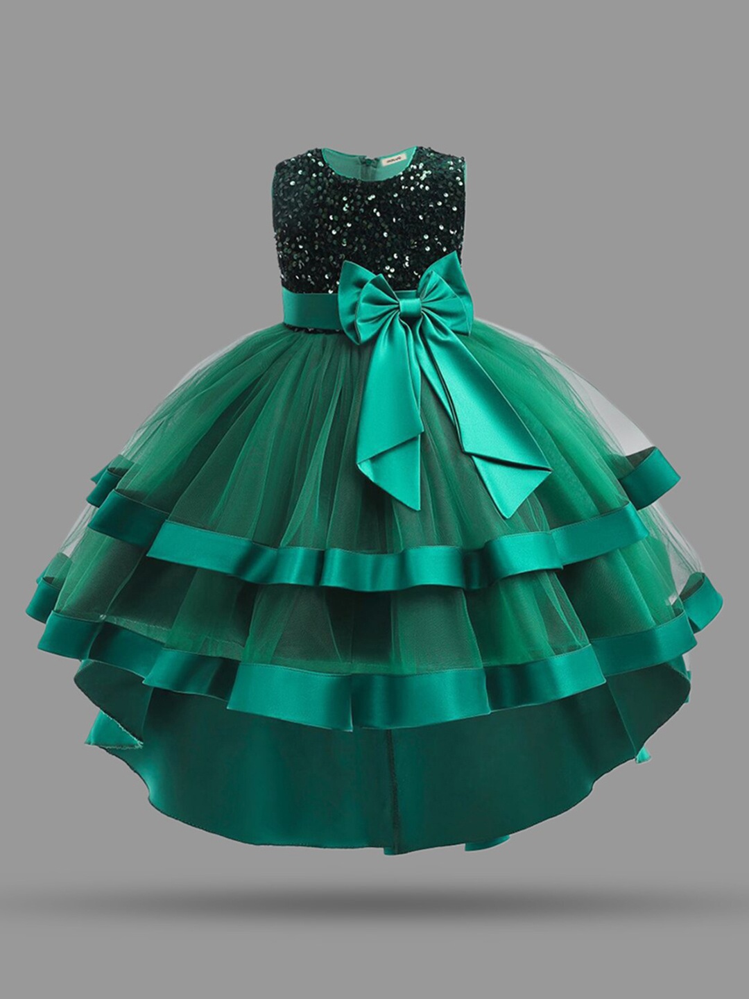 

INCLUD Girls Sleeveless Sequin Party Dress With Big Bow, Green
