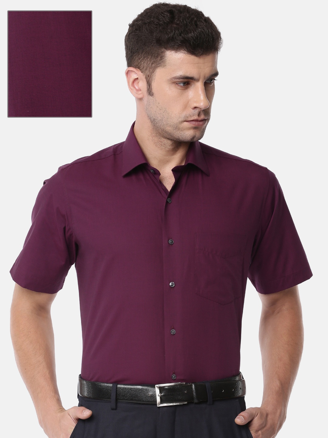 

Van Heusen Men Maroon Custom Slim Fit Solid Formal Shirt