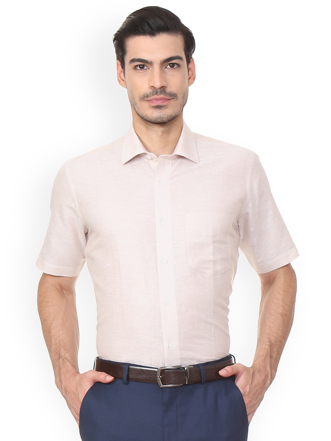 

Van Heusen Men Khaki Regular Fit Solid Shirt