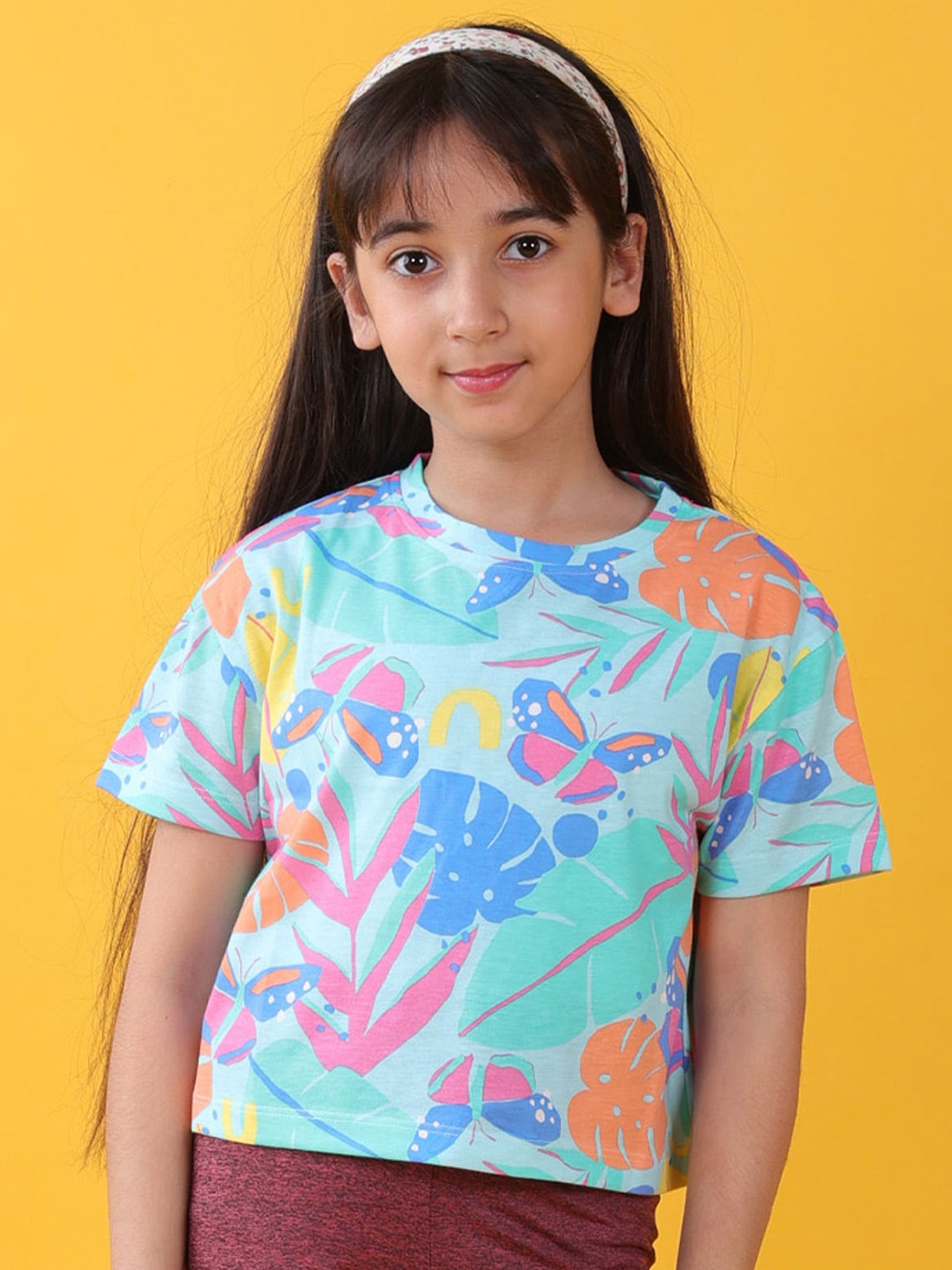 

Anthrilo Girls Conversational Printed Pure Cotton T-shirt, Sea green