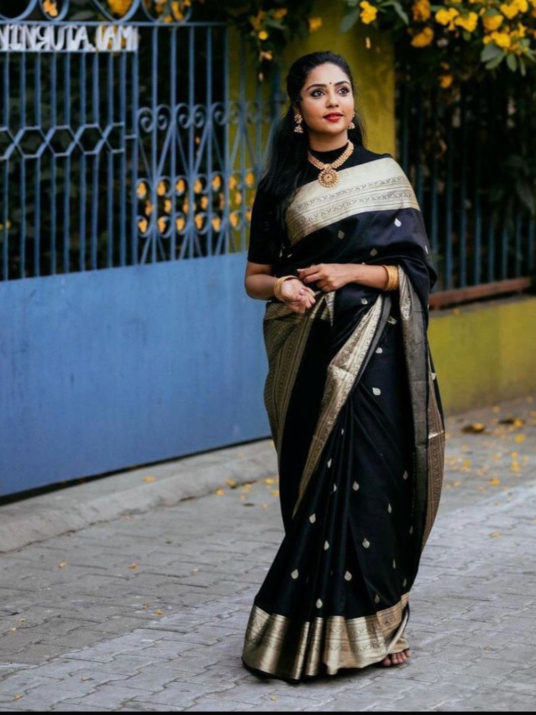 PAVANPUTRA FAB Ethnic Motifs Woven Design Zari Banarasi Saree, Black