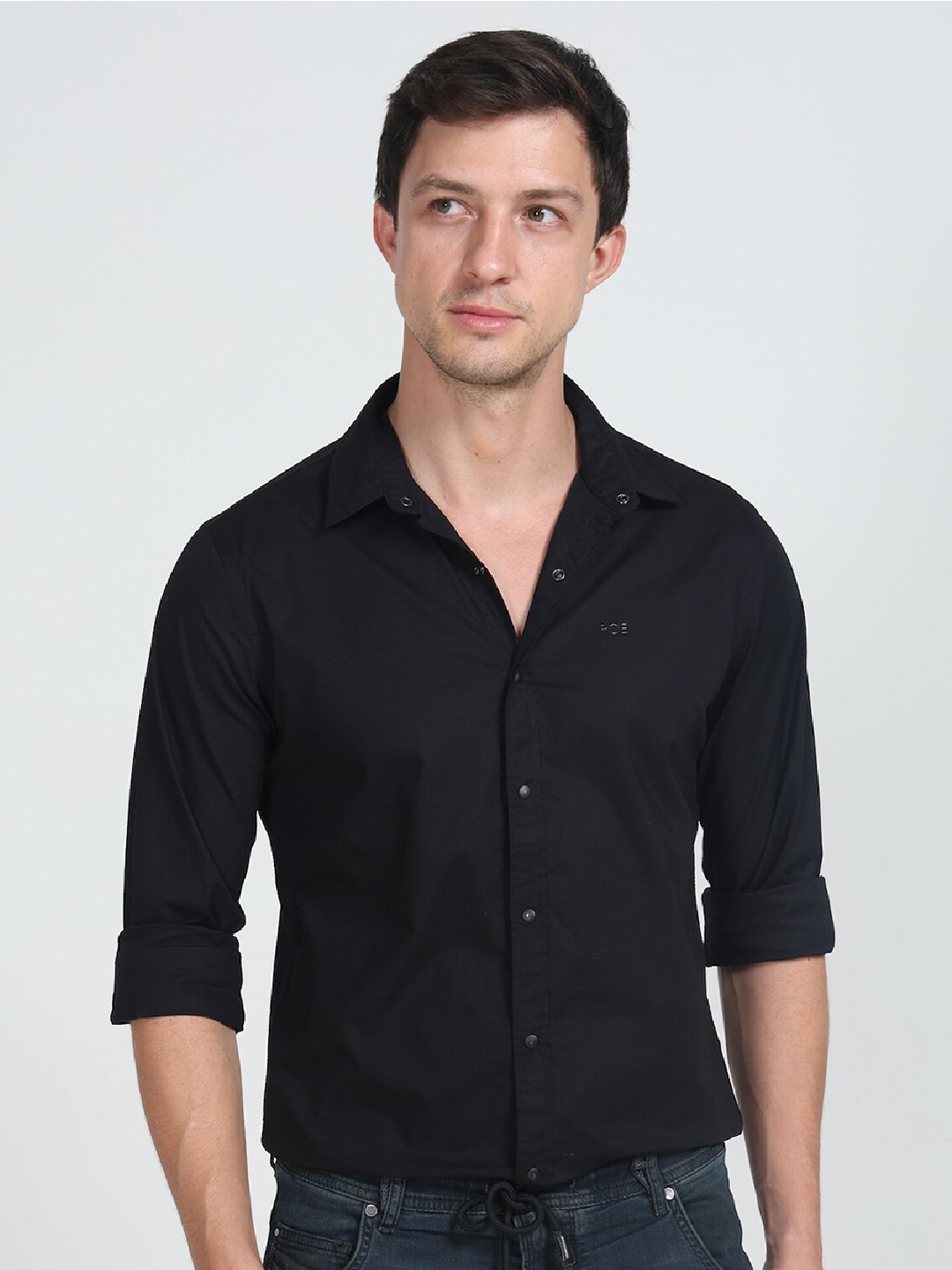 

POE Smart Slim Fit Casual Shirt, Black