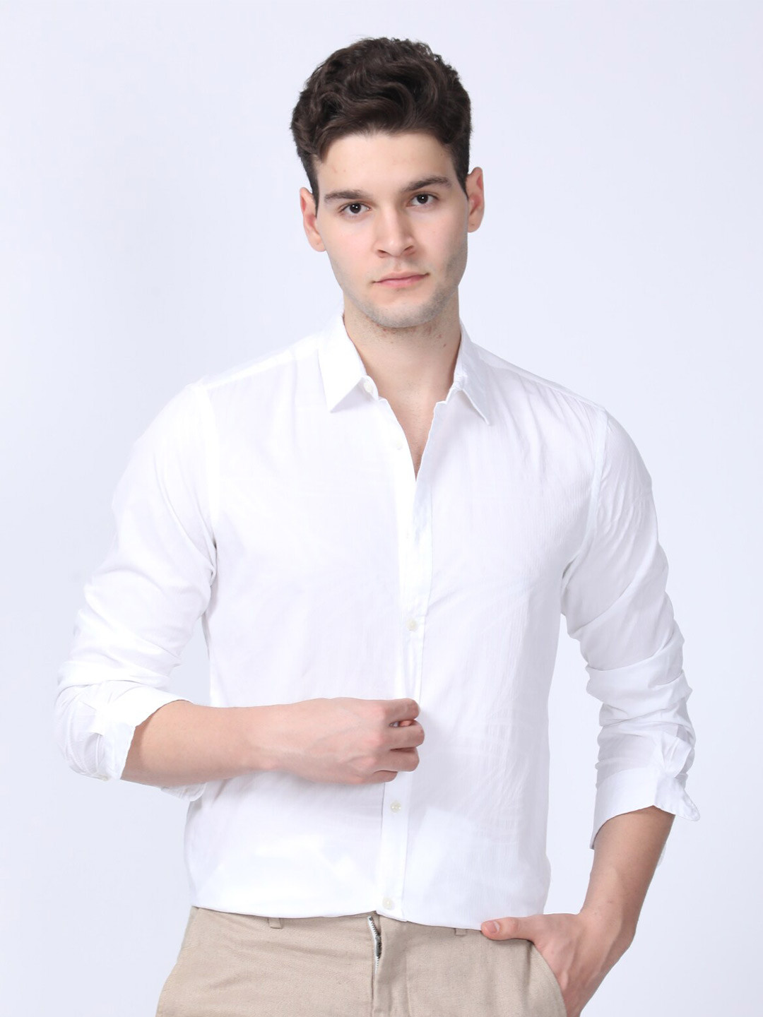 

POE Smart Slim Fit Pure Cotton Casual Shirt, White