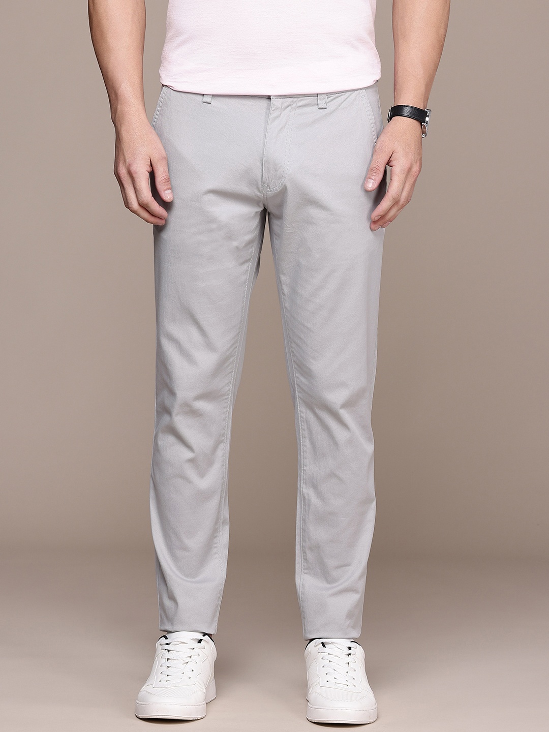 

French Connection Men Slim Fit Trousers, Grey
