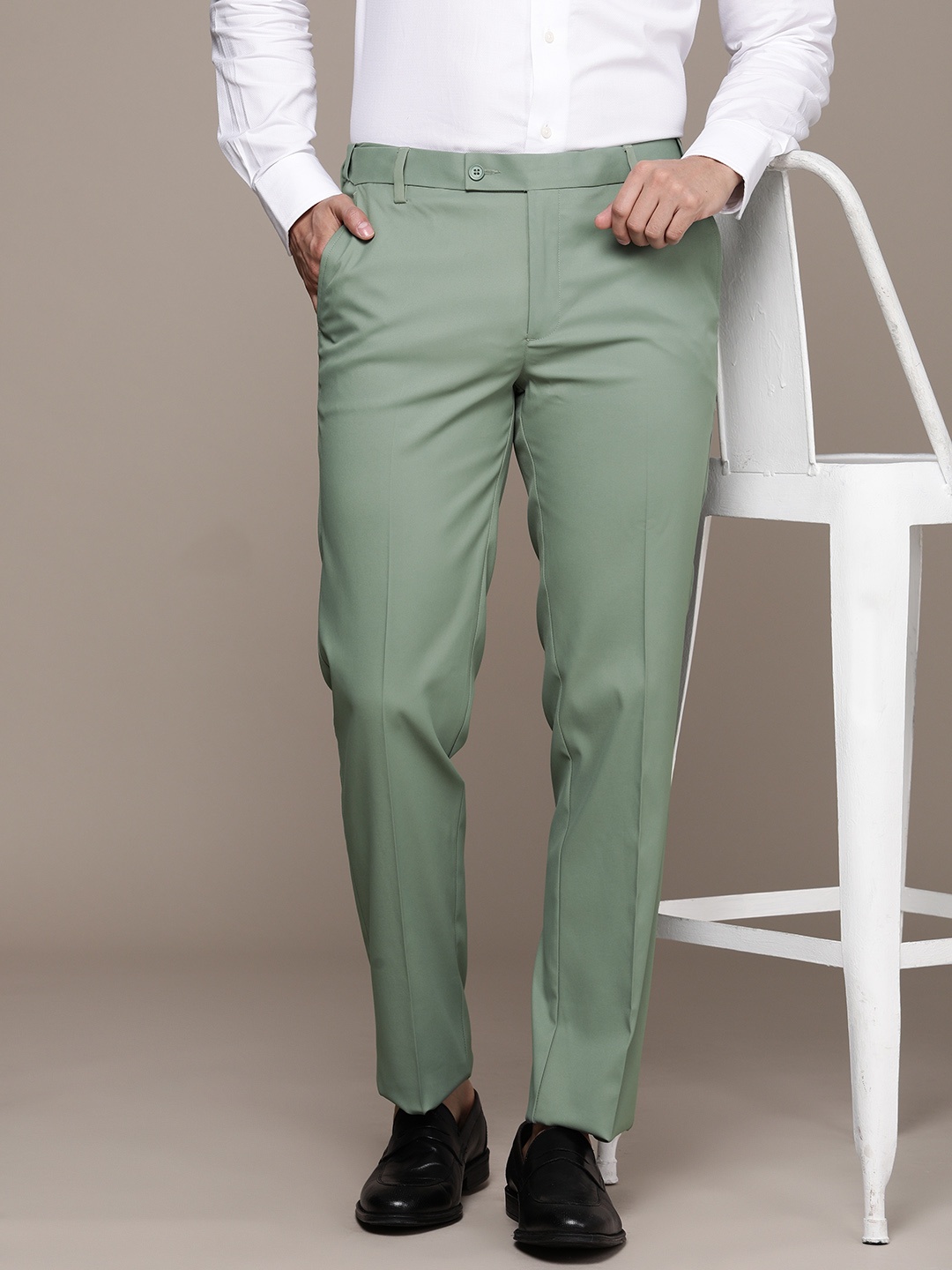 

French Connection Men Slim Fit Smart Casual Trousers, Green