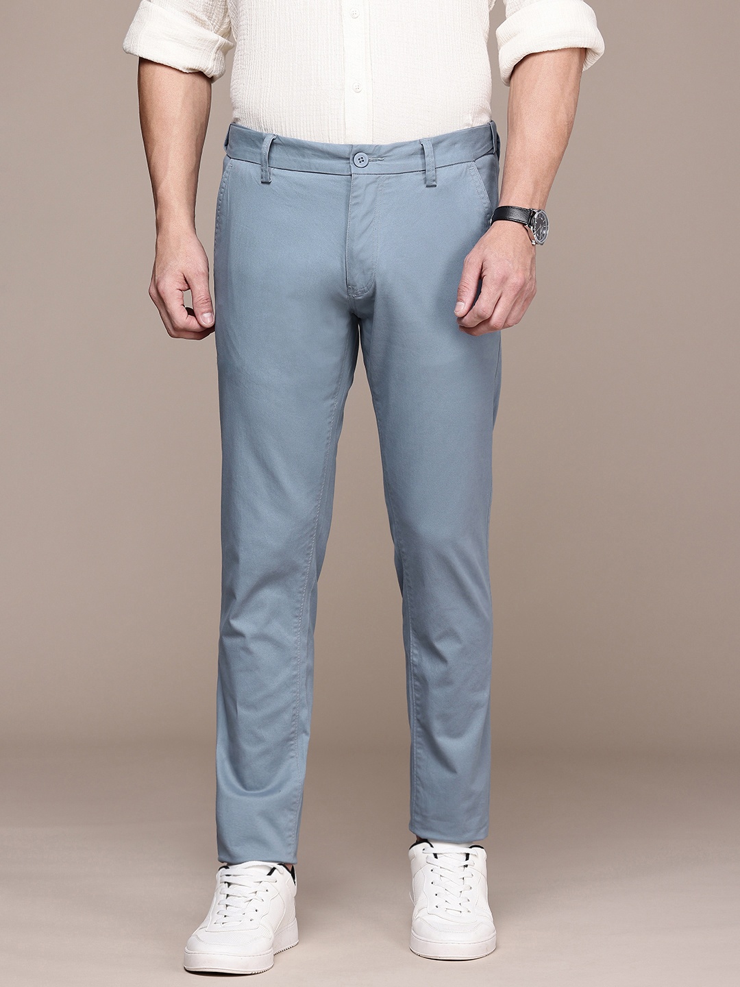 

French Connection Men Slim Fit Smart Casual Trousers, Blue