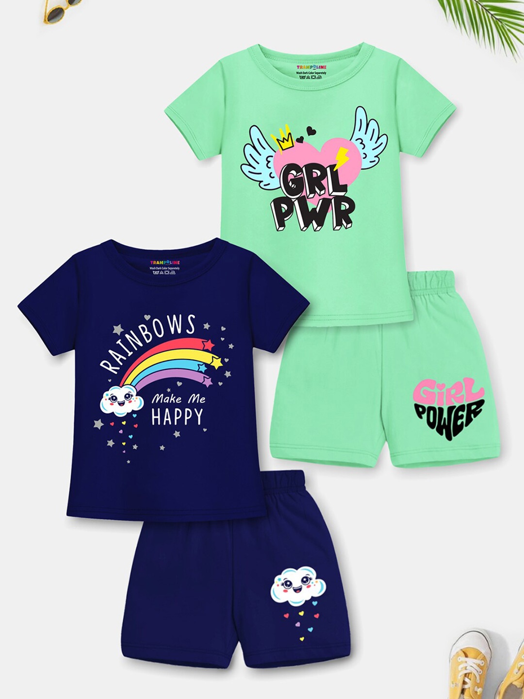 

Trampoline Kids Pack of 2 Printed T-shirt with Shorts, Green