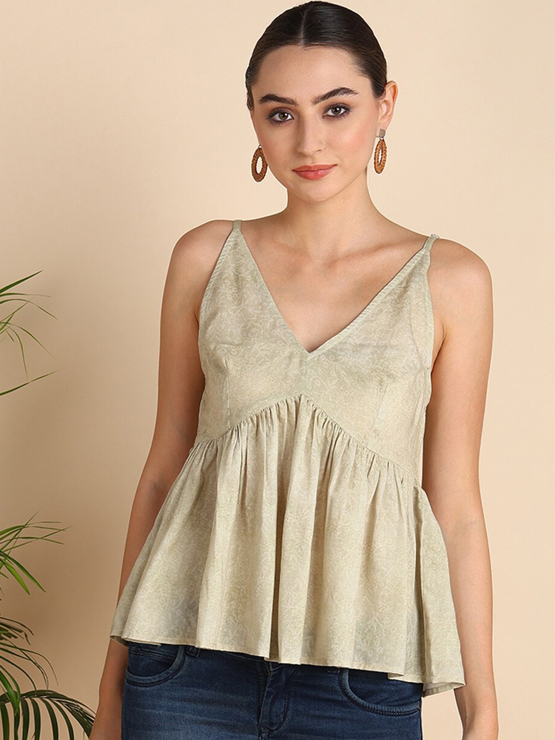 

HERE&NOW Peplum Top, Beige