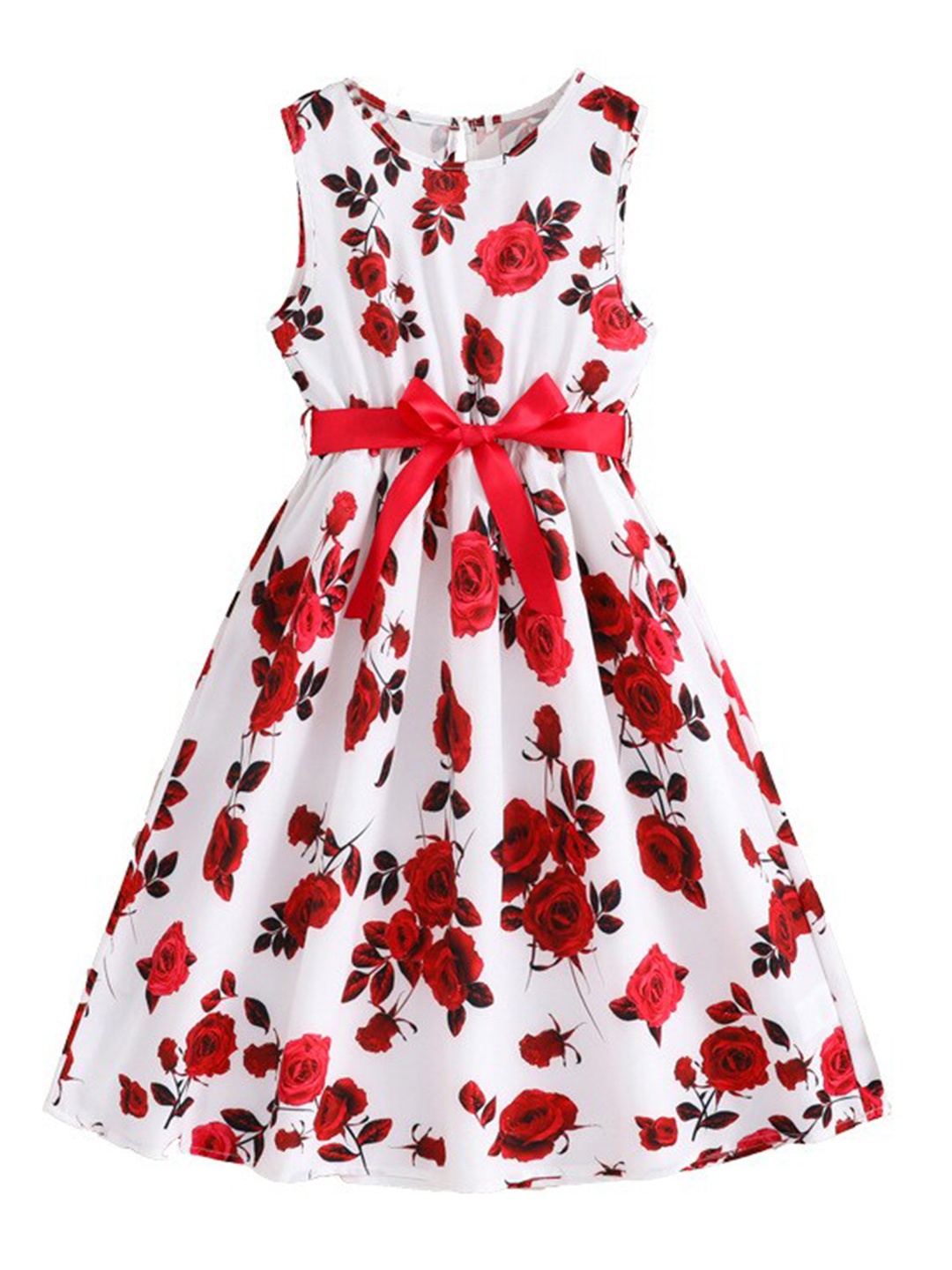 StyleCast x Revolte Girls Whiteb& Red Floral Printed A-Line Dress