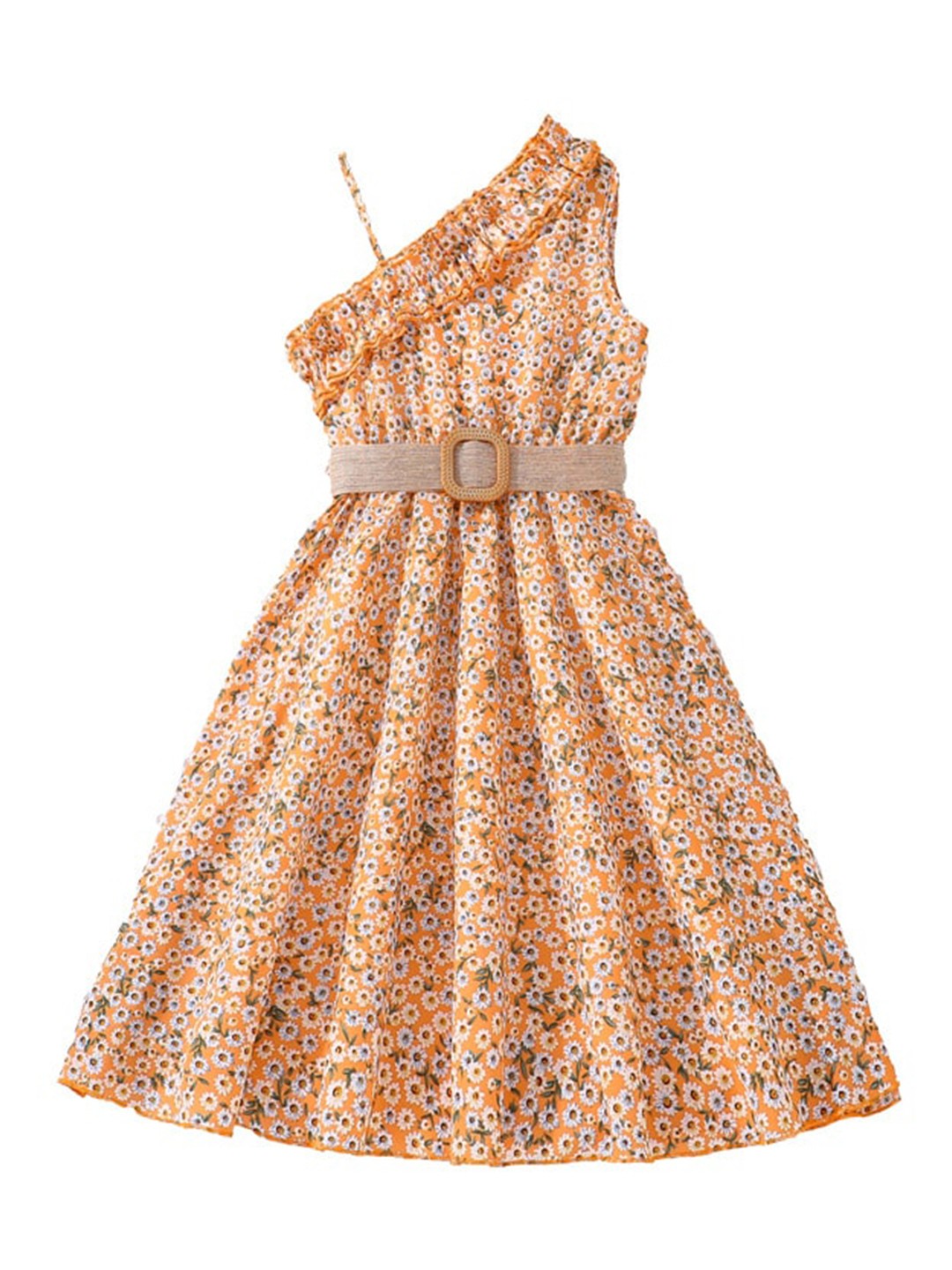 

StyleCast x Revolte Girls Orange & White Floral Printed Maxi Dress
