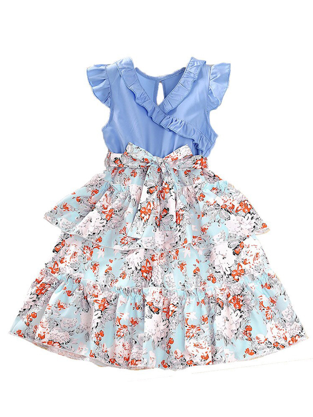 

StyleCast x Revolte Girls Blue Floral Print Layered Maxi Dress