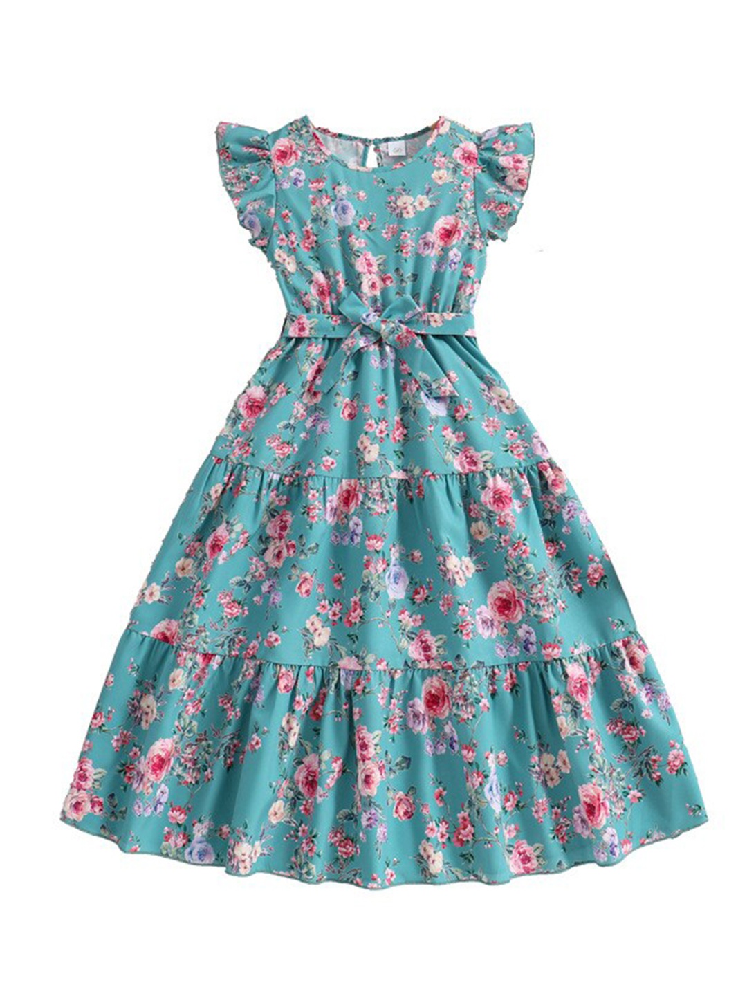 

StyleCast x Revolte Girls Blue Round Neck Floral Print Layered Maxi Dress